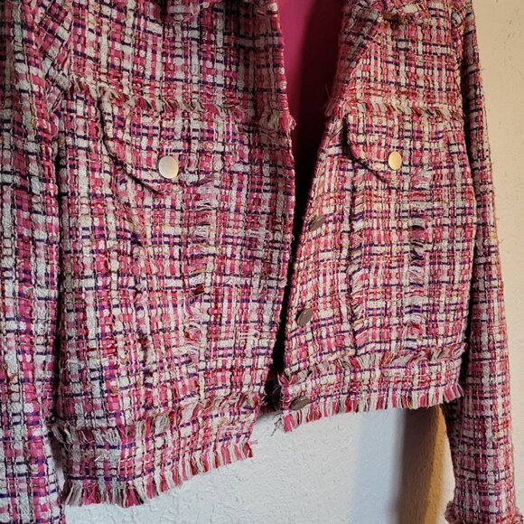Cropped Pink Woven Vintage Inspired Jacket - Picture 2 of 5